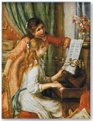 ピエール オーギュスト ルノワール ピアノに向かう二人の若い娘